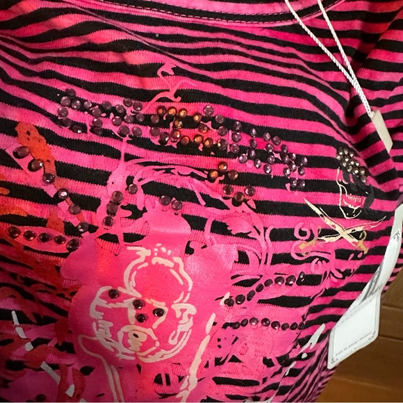 Brand New With Tags Israeli Brand Cassadi Pink Striped T-Shirt - Picture 11 of 16